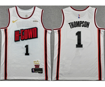 Men's Houston Rockets #1 Amen Thompson White 2024-25 City Edition Stitched Jersey