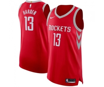 Men's Houston Rockets #13 James Harden Authentic Red Road Basketball Jersey - Icon Edition