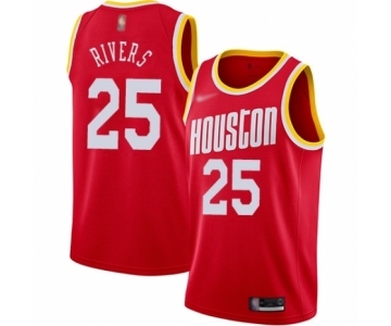 Men's Houston Rockets #25 Austin Rivers Authentic Red Hardwood Classics Finished Basketball Jersey