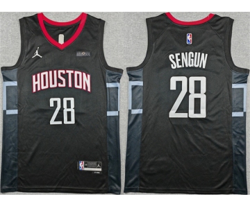 Men's Houston Rockets #28 Alperen Sengun Black Statement Edition Stitched Jersey