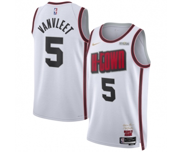 Men's Houston Rockets #5 Fred VanVleet White 2024-25 City Edition Stitched Jersey