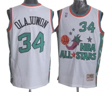 Men's Mitchell and Ness Houston Rockets #34 Hakeem Olajuwon Swingman White 1996 All Star Throwback NBA Jersey