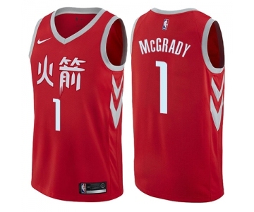 Men's Nike Houston Rockets #1 Tracy McGrady Swingman Red NBA Jersey - City Edition