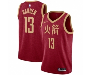 Men's Nike Houston Rockets #13 James Harden Authentic Red NBA Jersey - 2018-19 City Edition