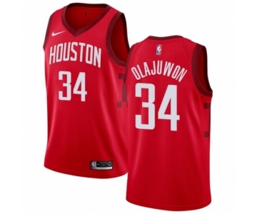 Men's Nike Houston Rockets #34 Hakeem Olajuwon Red Swingman Jersey - Earned Edition