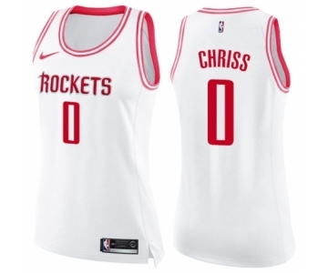 Women's Nike Houston Rockets #0 Marquese Chriss Swingman White Pink Fashion NBA Jersey