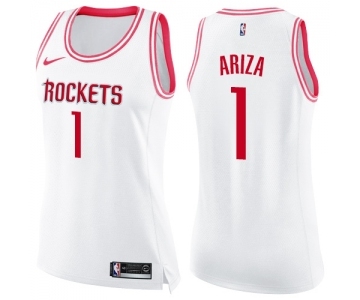 Women's Nike Houston Rockets #1 Trevor Ariza Swingman WhitePink Fashion NBA Jersey