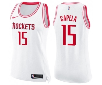 Women's Nike Houston Rockets #15 Clint Capela Swingman White Fashion NBA Jersey