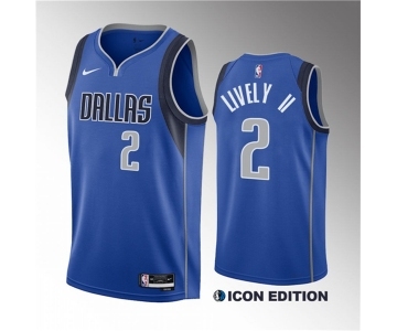 Men's Dallas Mavericks #2 Dereck Lively II Blue 2023 Draft Icon Edition Stitched Basketball Jersey