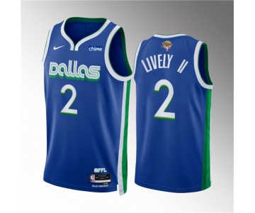 Men's Dallas Mavericks #2 Dereck Lively II Blue 2024 Finals City Edition Stitched Basketball Jersey