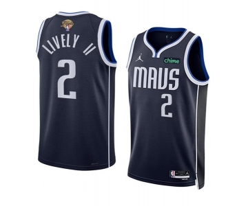Men's Dallas Mavericks #2 Dereck Lively II Navy 2024 Finals Statement Edition Stitched Basketball Jersey