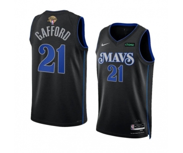Men's Dallas Mavericks #21 Daniel Gafford Black 2024 Finals City Edition Stitched Basketball Jersey