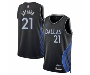 Men's Dallas Mavericks #21 Daniel Gafford Black 2025-26 City Edition Stitched Basketball Jersey