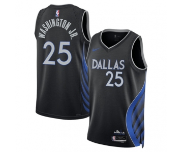 Men's Dallas Mavericks #25 P.J. Washington Black 2025-26 City Edition Stitched Basketball Jersey