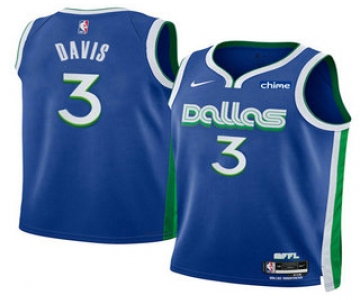 Men's Dallas Mavericks #3 Anthony Davis Blue 2025 City Edition Stitched Jersey