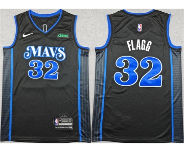 Men's Dallas Mavericks #32 Cooper Flagg Black City Edition Stitched Basketball Jersey