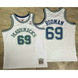 Men's Dallas Mavericks #69 Dennis Rodman White AU Throwback Jersey Men's Dallas Mavericks #69 Dennis Rodman White AU Throwback Jersey