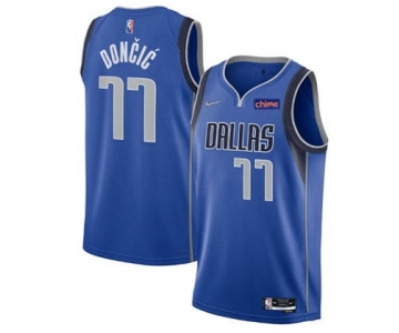 Men's Dallas Mavericks #77 Luka Doncic 75th Anniversary Blue Stitched Basketball Jersey