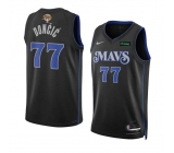 Men's Dallas Mavericks #77 Luka Doncic Black 2024 Finals City Edition Stitched Basketball Jersey