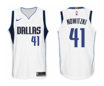 Nike NBA Dallas Mavericks #41 Dirk Nowitzki Jersey 2017-18 New Season White Jersey