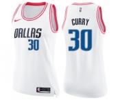 Women's Nike Dallas Mavericks #30 Seth Curry Swingman White Pink Fashion NBA Jersey