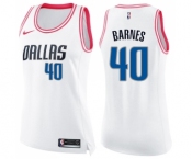 Women's Nike Dallas Mavericks #40 Harrison Barnes Swingman White Pink Fashion NBA Jersey