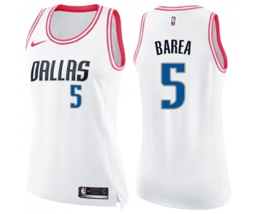 Women's Nike Dallas Mavericks #5 Jose Juan Barea Swingman White Pink Fashion NBA Jersey
