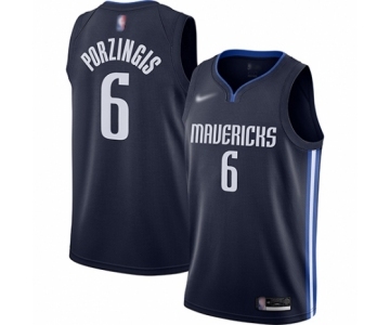 Youth Dallas Mavericks #6 Kristaps Porzingis Swingman Navy Finished Basketball Jersey - Statement Edition