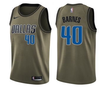 Youth Nike Dallas Mavericks #40 Harrison Barnes Swingman Green Salute to Service NBA Jersey