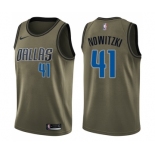 Youth Nike Dallas Mavericks #41 Dirk Nowitzki Swingman Green Salute to Service NBA Jersey