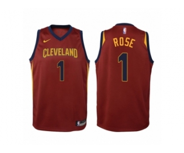 Men Cleveland Cavaliers #1 Derrick Rose Red Swingman 2017-18 NBA Jersey