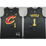 Men's Cleveland Cavaliers #1 James Harden Black 2026 Statement Edition Stitched Jersey