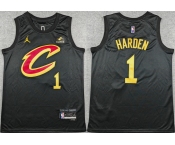 Men's Cleveland Cavaliers #1 James Harden Black 2026 Statement Edition Stitched Jersey