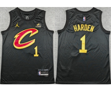 Men's Cleveland Cavaliers #1 James Harden Black 2026 Statement Edition Stitched Jersey