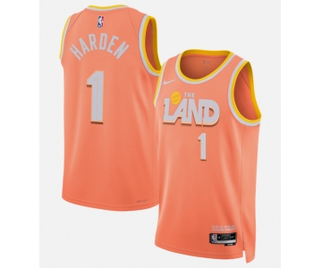 Men's Cleveland Cavaliers #1 James Harden Orange 2025-26 City Edition Stitched Basketball Jersey
