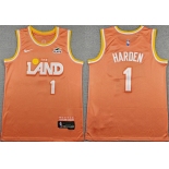 Men's Cleveland Cavaliers #1 James Harden Orange 2025-26 City Edition Stitched Jersey