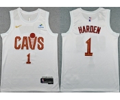 Men's Cleveland Cavaliers #1 James Harden White 2026 Association Edition Stitched Stitched Jersey