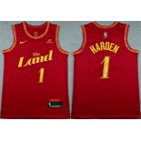Men's Cleveland Cavaliers #1 James Harden Wine 2023-24 City Edition Stitched Jersey