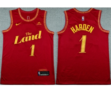Men's Cleveland Cavaliers #1 James Harden Wine 2023-24 City Edition Stitched Jersey
