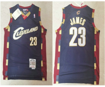 Men's Cleveland Cavaliers #23 LeBron James 2003-04 Navy Blue Hardwood Classics Soul Swingman Throwback Jersey