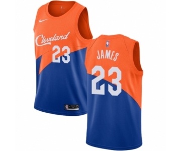 Men's Nike Cleveland Cavaliers #23 LeBron James Swingman Blue NBA Jersey - City Edition