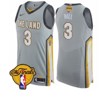 Men's Nike Cleveland Cavaliers #3 George Hill Authentic Gray 2018 NBA Finals Bound NBA Jersey - City Edition