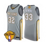 Men's Nike Cleveland Cavaliers #33 Shaquille O'Neal Authentic Gray 2018 NBA Finals Bound NBA Jersey - City Edition