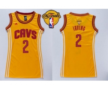 NBA Women Cavaliers #2 Kyrie Irving Gold The Finals Patch Dress Stitched Jerseys