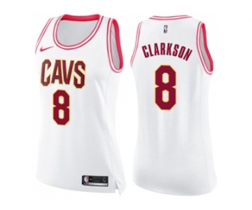 Women Nike Cleveland Cavaliers #8 Jordan Clarkson White Pink NBA Swingman Fashion Jersey