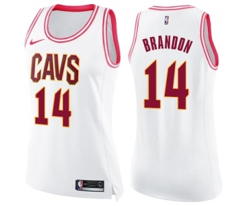 Women's Nike Cleveland Cavaliers #14 Terrell Brandon Swingman White Pink Fashion NBA Jersey