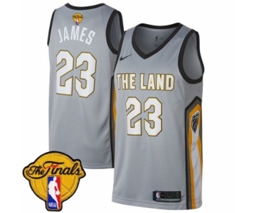 Women's Nike Cleveland Cavaliers #23 LeBron James Swingman Gray 2018 NBA Finals Bound NBA Jersey - City Edition