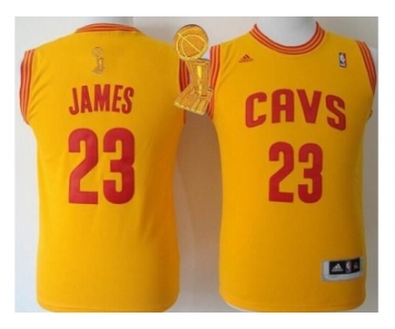 NBA Youth Revolution 30 Cleveland Cavaliers #23 LeBron James Gold The Champions Patch Stitched Jerseys