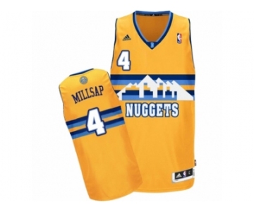 Men Adidas Denver Nuggets #4 Paul Millsap Authentic Gold Alternate NBA Jersey