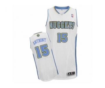 Men's Adidas Denver Nuggets #15 Carmelo Anthony Authentic White Home NBA Jersey